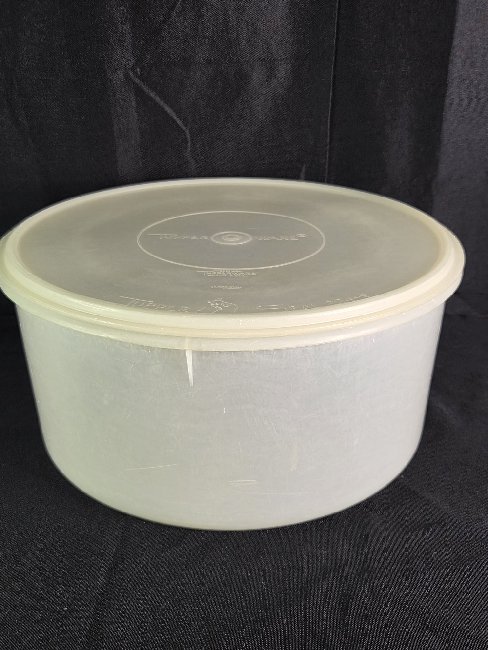 Vintage Tupperware Clear Round Carry All 256-4 And 224-9 Lid